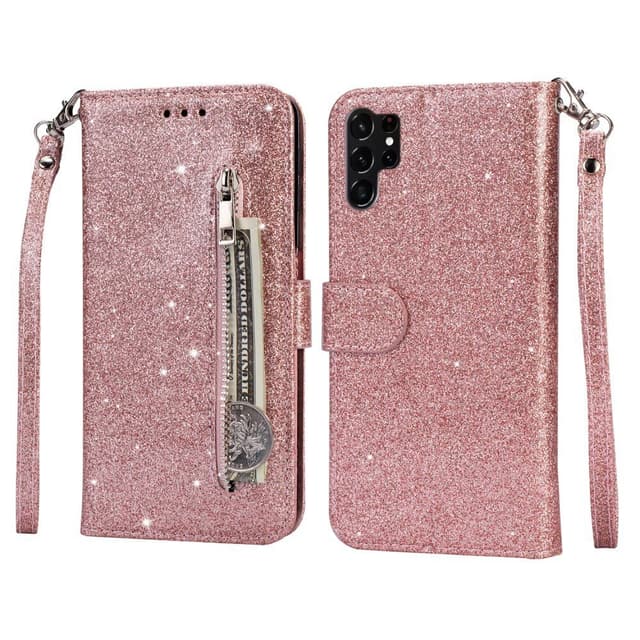For Samsung Galaxy S25 Ultra Stående Glitterdeksel med Glidelåslomme