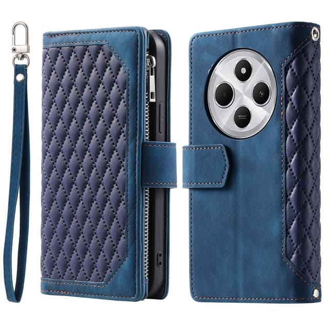 Xiaomi Redmi 14C Zipper Wallet Case Rhombus Stitching Line Puhelinsuojus