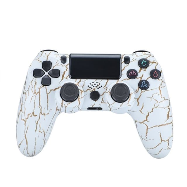 Trådlös spelkontroll för PS4 Game med högtalare och stereoheadsetuttag - Vit spricka