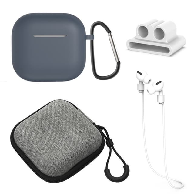 Til AirPods 4 5 stk Tilbehør Etui Opbevaringsboks Halsrem Hovedtelefonholder Nøglering - Mørkeblå