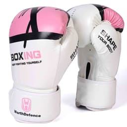 WOSWEIR 1 par 12oz boksehansker kickboxing trening for voksne - hvit/rosa