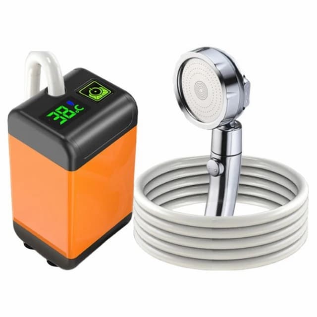 7800mAh Camping elektrisk dusj med smart temperaturovervåking+3 spraymoduser
