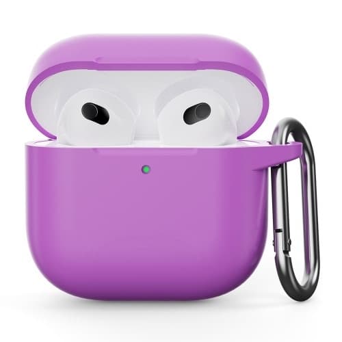 För AirPods 4 Silikonfodral Integrerat Bluetooth-hörlursskydd med krok - Lila