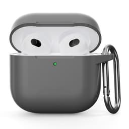 For AirPods 4 silikonetui integrert Bluetooth-hodetelefondeksel med krok - grå