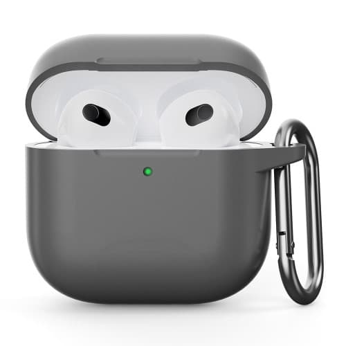 For AirPods 4 silikonetui integrert Bluetooth-hodetelefondeksel med krok - grå