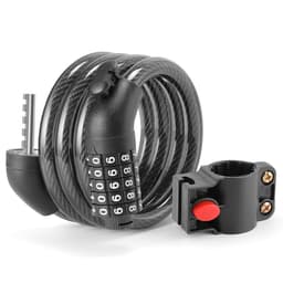 Cykellås Lås Kabel 5-cifret kombinationsmonteringsbeslag - sort