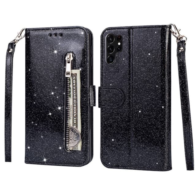 För Samsung Galaxy S25 Ultra Ställbart Glitterfodral med Dragkedjeficka
