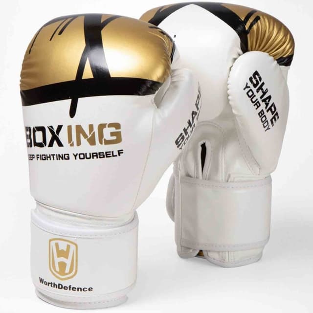 WOSWEIR 1 par 12oz Boxningshandskar Kickboxning Träning för vuxna - Vit