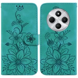 Xiaomi Redmi 14C 4G Suojakuori Lily Flower Imprint Nahkainen Puhelinsuojus Jalustalla