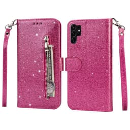 Til Samsung Galaxy S25 Ultra Stående Glittercover med Lynlåslomme