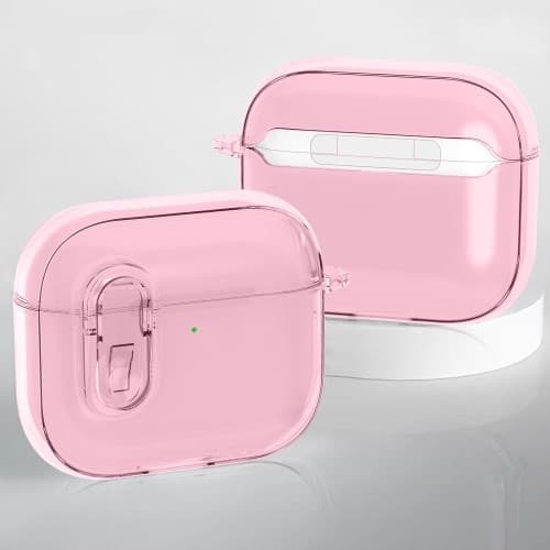 For AirPods 4 Hodetelefonveske Snap Switch Ice Crystal Clear Case - Gjennomsiktig Rosa