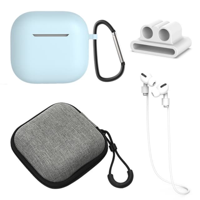 For AirPods 4 5 stk Tilbehør Veske Oppbevaringsboks Halsstropp Hodetelefonholder Nøkkelring - Lyseblå
