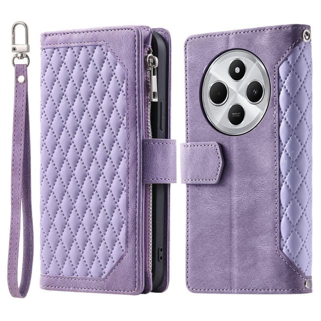 Xiaomi Redmi 14C Zipper Wallet Case Rhombus Stitching Line Puhelinsuojus