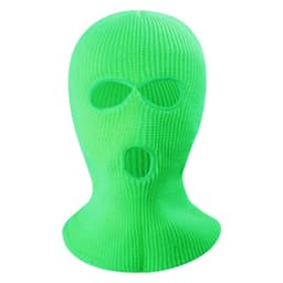 Vinter helmaske Tre-hulls Balaclava Strikket hattehals Damask - Fluorescerende Grønn