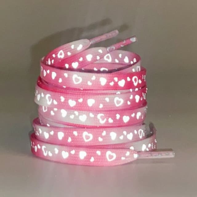 140 cm reflekterende snørebånd til sneakers Lærredssko Basketballsko mm - Red Pink Heart