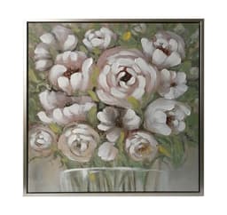 Veggkunst WALLY 60x60cm, hvite blomster