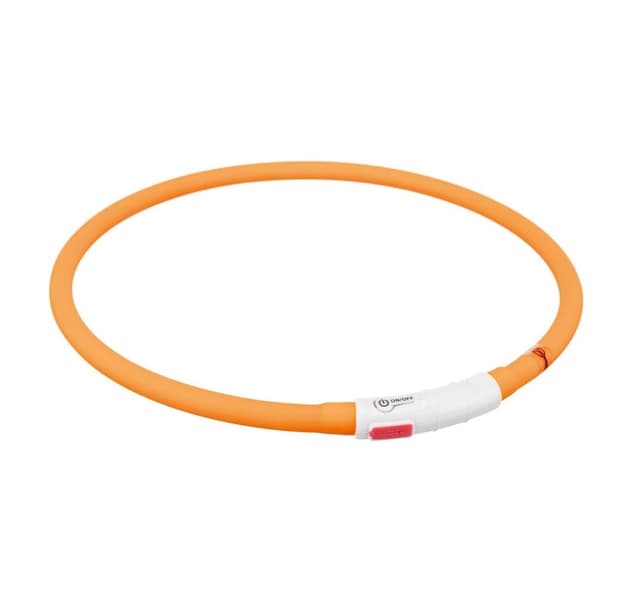 Säkerhetskrage blixtljusring usb, silikon, xs–xl: 70 cm/ø 10 mm, orange, Trixie