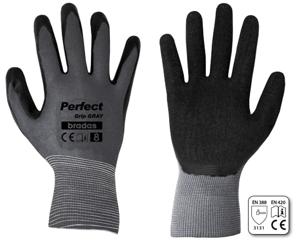 Set med 36 produkter. Gloves PERFECT GRIP GRAY latex, size 9