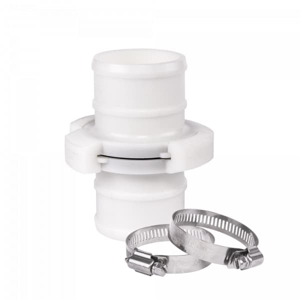 Set med 4 produkter. Klokobling for en 1 ½"" slange med et SETT med to slangeklemmer