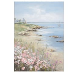 Oljemålning 70x100cm, blommor på stranden