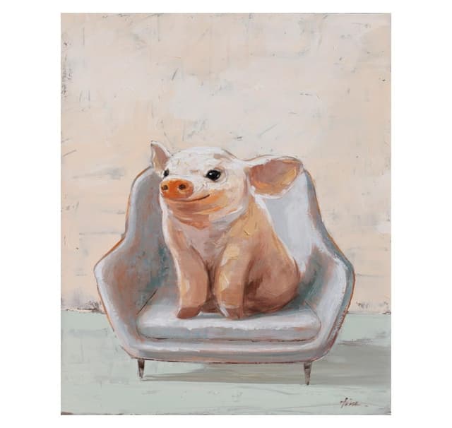 Oljemaleri 60x80cm, gris i stolen