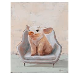 Oljemålning 60x80cm, piggy i stolen