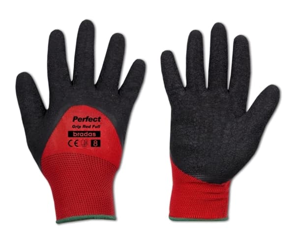 Set med 24 produkter. Hansker PERFECT GRIP RED FULL latex, størrelse 10