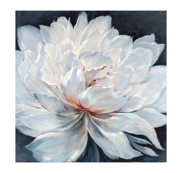 Oljemaleri 100x100cm, hvit blomst