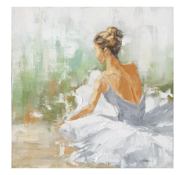 Oljemaleri 80x80cm, danser i hvitt