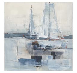 Öljymaalaus 100x100cm, purjeveneet merellä