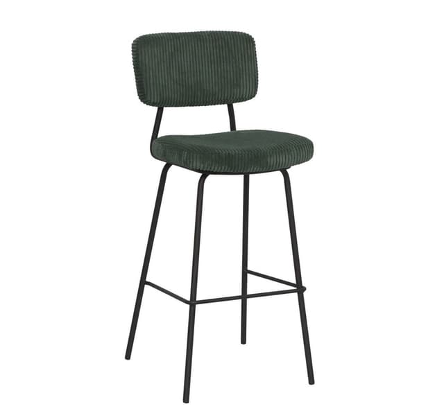 Barstol KEIU 46x49xH107cm, mørkegrønn kordfløyel