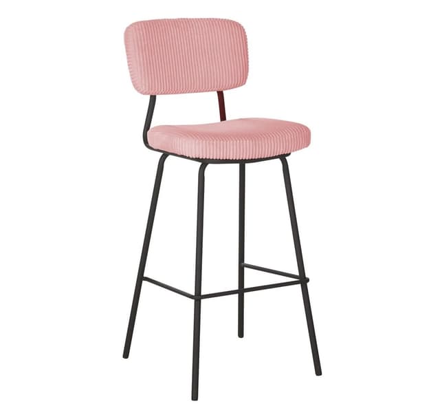 Barstol KEIU 46x49xH107cm, vintage rosa manchester