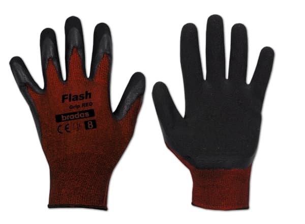 Set med 24 produkter. Gloves FLASH GRIP RED latex, size 10
