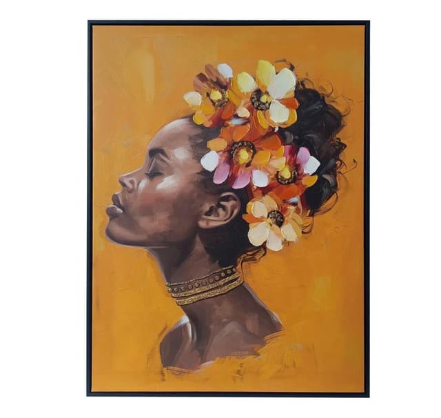 Veggkunst WALLY 60x80cm, kvinne og blomster 1