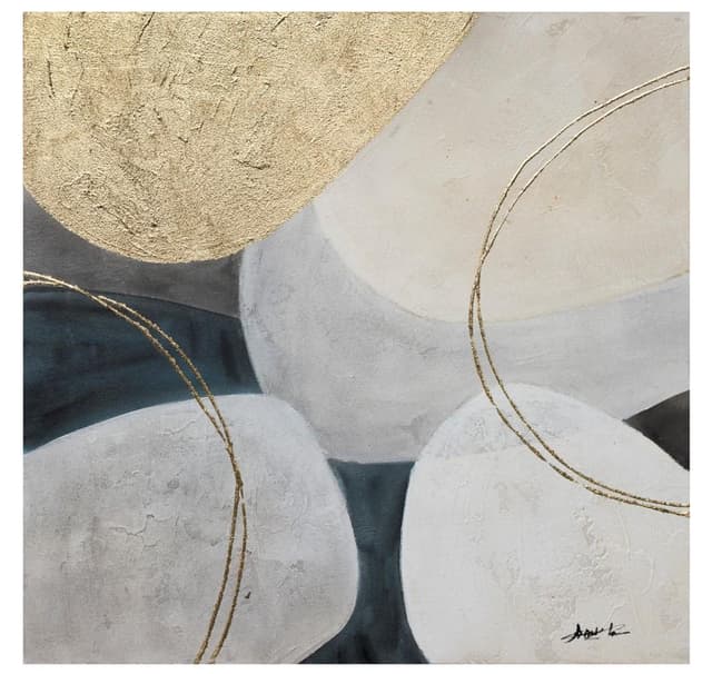 Oljemaleri 70x70cm, gull/hvit 1