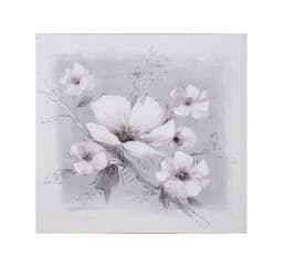 Oljemaleri 60x60cm, hvite blomster