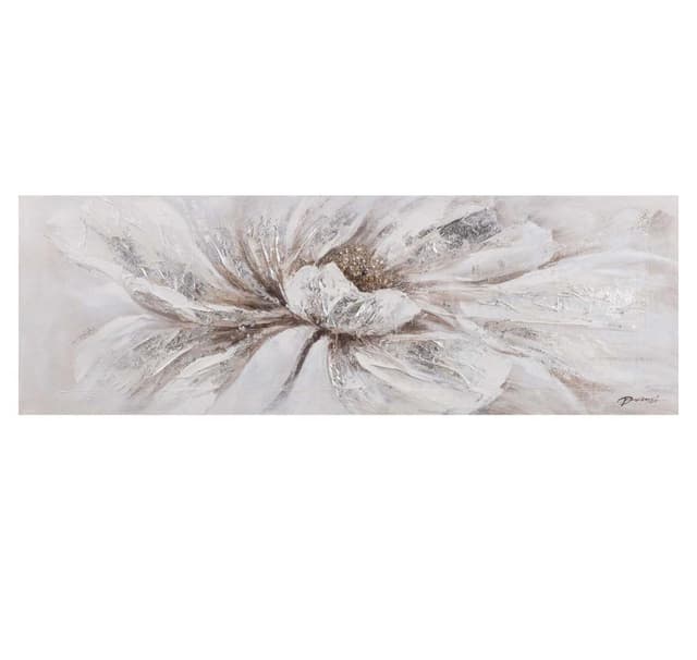 Oljemålning 50x150cm, vit blomma