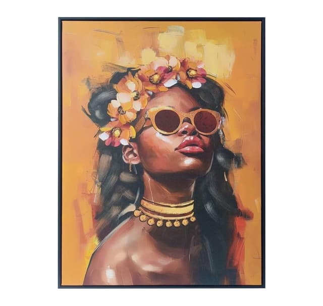 Veggkunst WALLY 60x80cm, kvinne og blomster 2