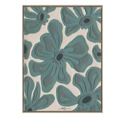 Maleri med ramme 60x80cm, grønne blomster