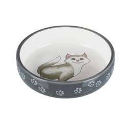 Katteskål for kortnesede raser, keramikk, 0,3 l/ø 15 cm, grå/hvit, Trixie