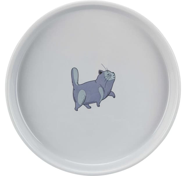 Keramisk skål til katte, flad og bred, 0,6 l / ø 23 cm, grå, Trixie