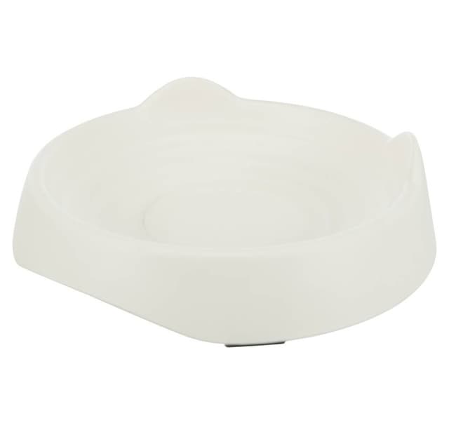 Skål, platt, katthuvud, melamin, 0,25 l/ø 17 cm, vit