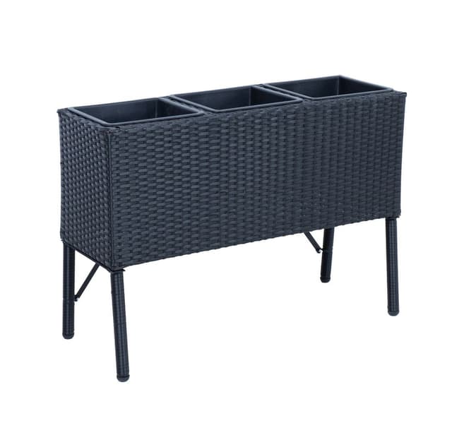 Blomsterkasse WICKER 80x34xH54cm, sort