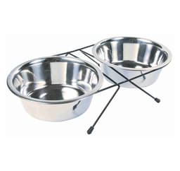Set stålskålar med upphöjd botten äter på fötter, 2 × 1,8 l/ø 20 cm, Trixie