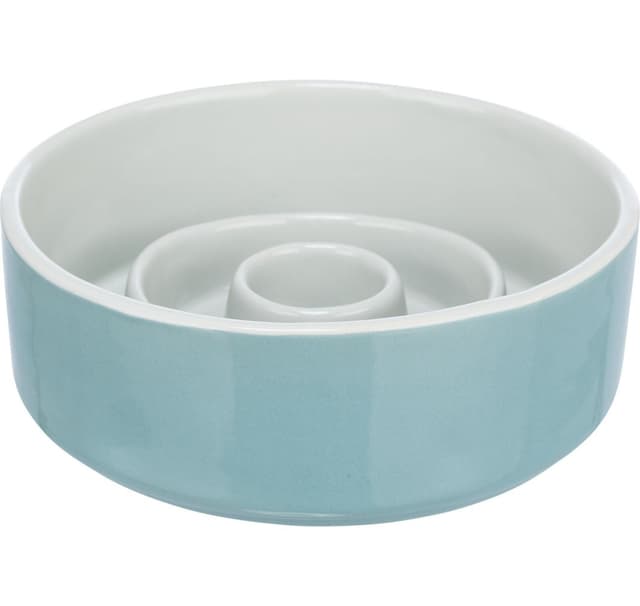 Slow Feeding skål, keramik, 0,45 l/ø 14 cm, grå/blå