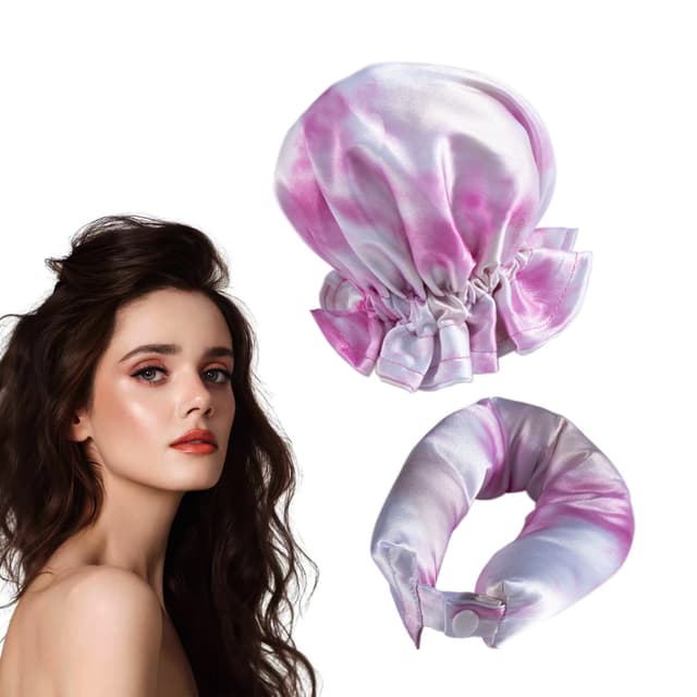 Heatless Curling Rod Pannband Set (1 Rod, 1 Scrunchie) - Tie-Dye Pink