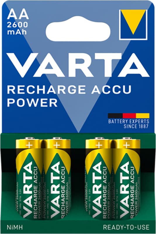 Oppladbare AA-batterier 2600 mAh 4-pk.