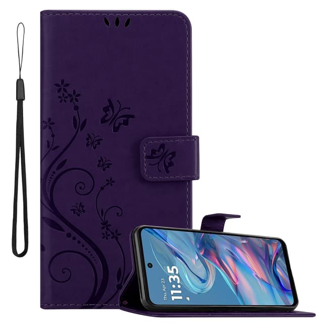 Motorola Moto G45 Plånboksfodral Skal Blommor (Violett)