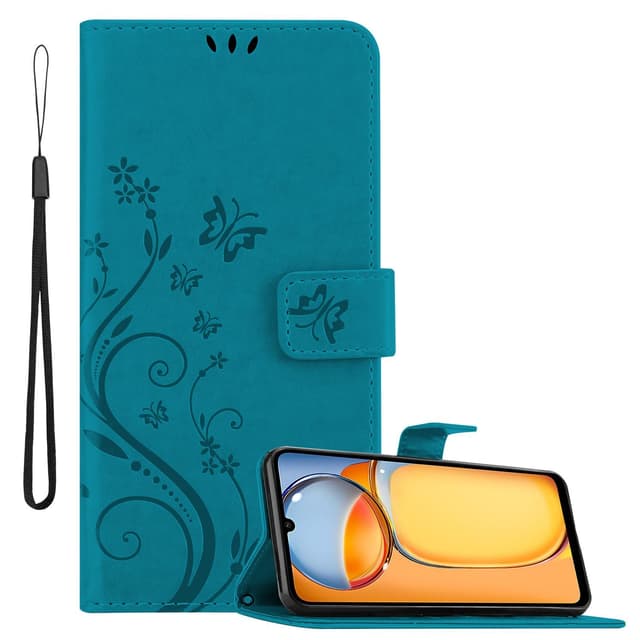 Xiaomi Redmi 13C Plånboksfodral Skal Blommor (Blå)