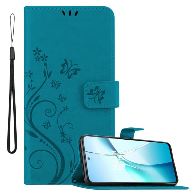 OnePlus Nord CE4 Lite Pungetui Cover Blomster (Blå)